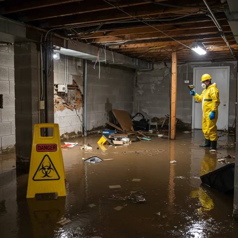 Flooded Basement Electrical Hazard in Claremont, NC Property