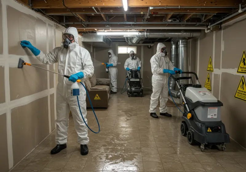 Basement Moisture Removal and Structural Drying process in Claremont, NC